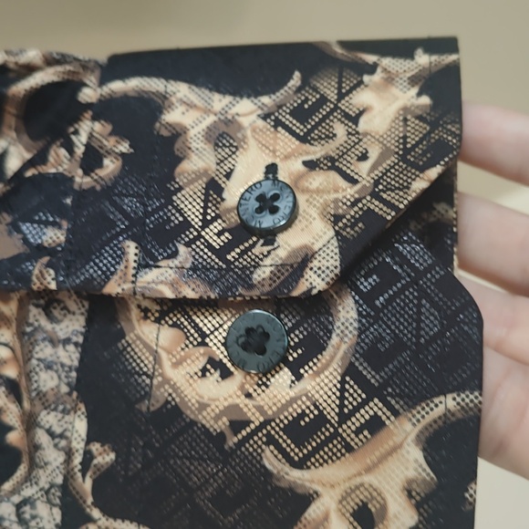 NWT men's Montero black/gold button down shirt size Med - Picture 5 of 8